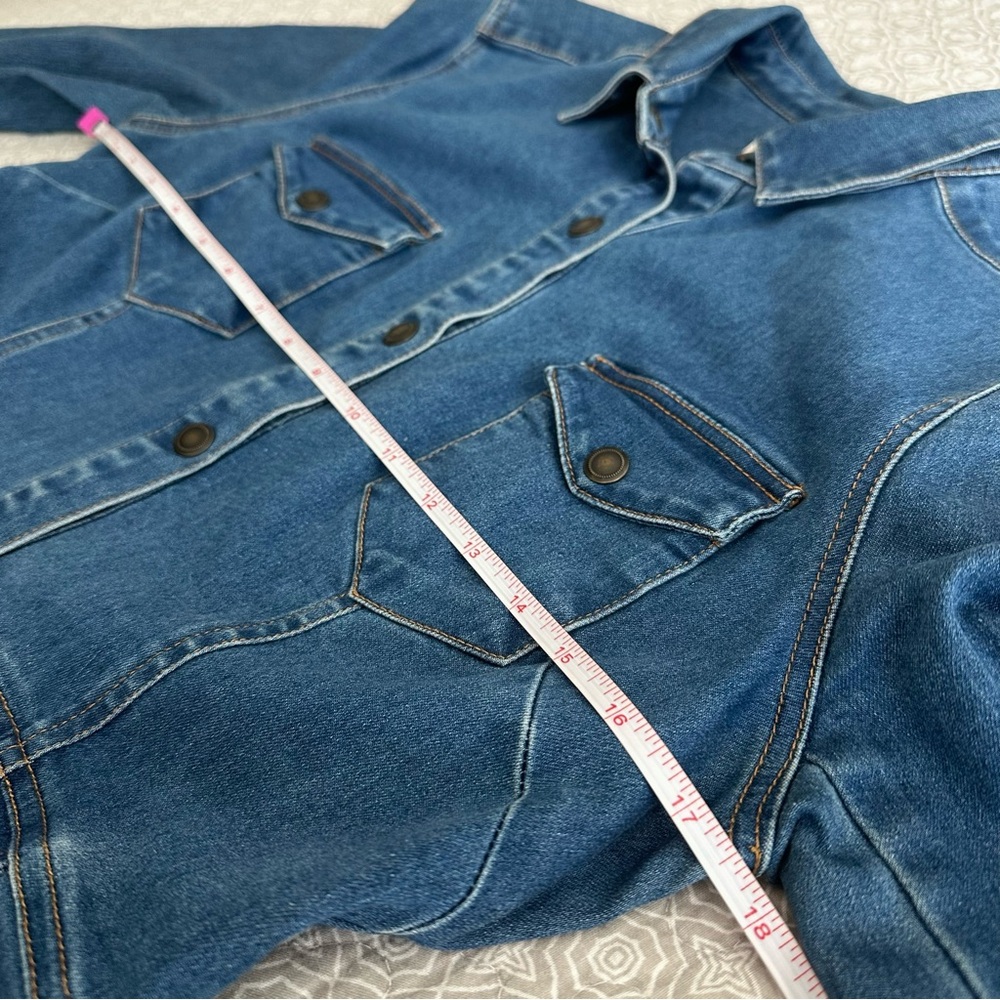 Free People Dynomite Medium Wash Long Sleeve Stretch Denim Mini Dress Size S - Picture 8 of 10